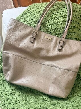 Kate Spade Portola Valley Shanna Leather Tote Bag in Light Taupe Ostrich